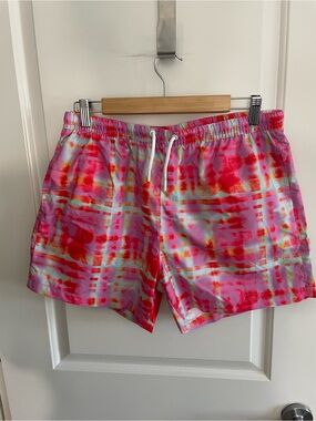 Collusion Men's Pink Tie-Dye Swim Trunks